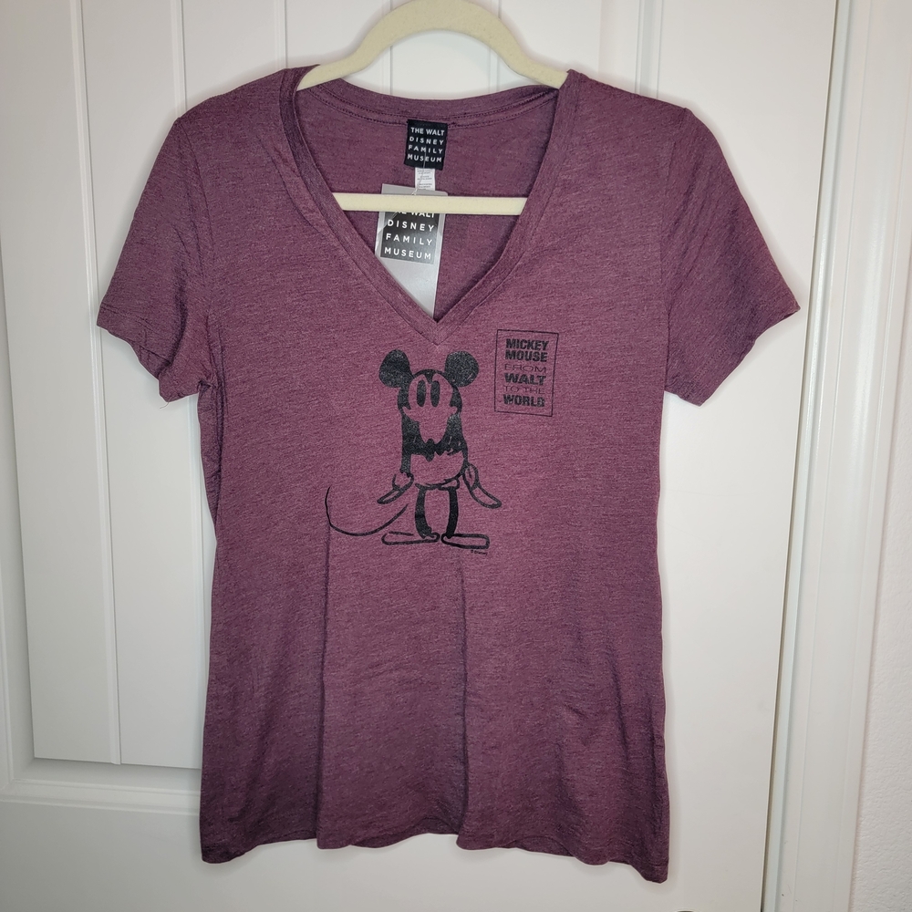 Walt Disney Family Museum SF Mickey Mouse Purple V-Neck T-Shirt, Women's XL NWT